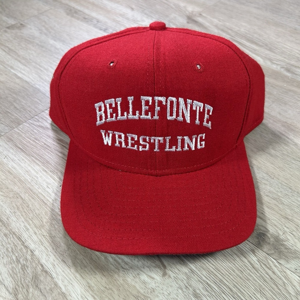 VTG New Era Bellefonte Wrestling Snapback Hat Red Wool Cap Made in USA